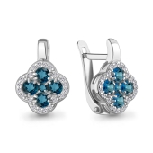 Серьги из серебра с топазами London и фианитами