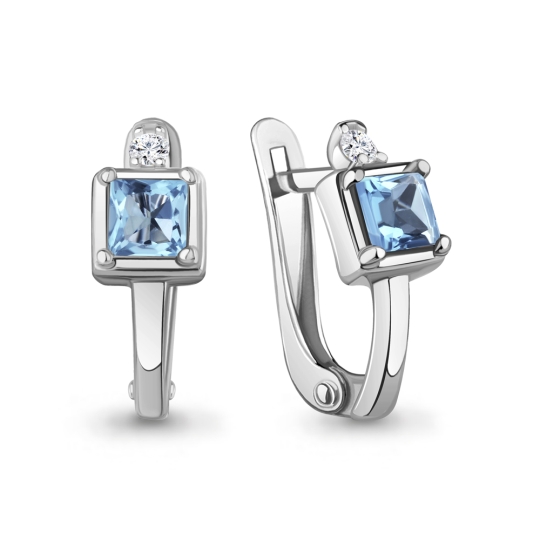 Серьги из серебра с гранатами и фианитами