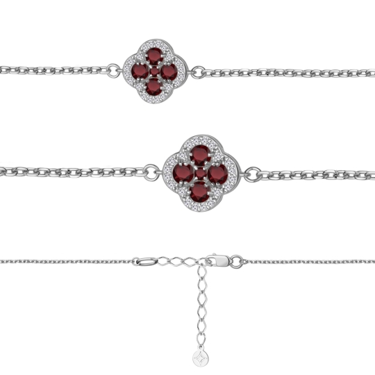 Серьги из серебра с гранатами и фианитами