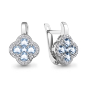 Серьги из серебра с топазами Swiss и фианитами