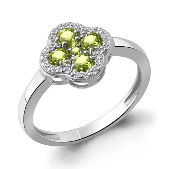 Кольцо из серебра с топазами Sky и фианитами