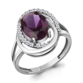 Кольцо из серебра с ювелирным кристаллом и фианитами