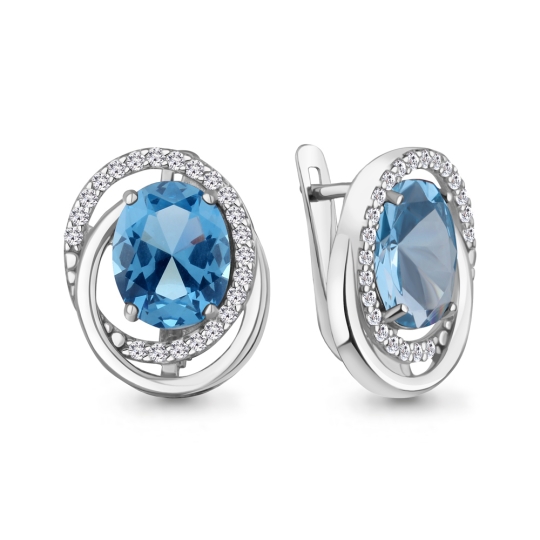 Серьги из серебра с ювелирными кристаллами и фианитами