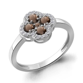 Кольцо из серебра с раухтопазами и фианитами