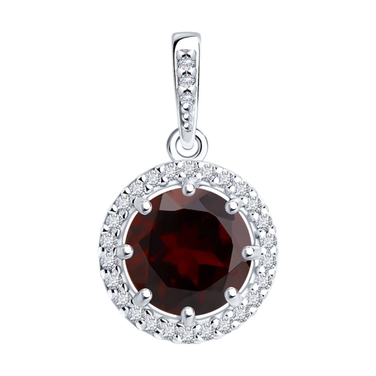 Подвеска из серебра с раухтопазом и фианитами