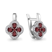 Серьги из серебра с гранатами и фианитами