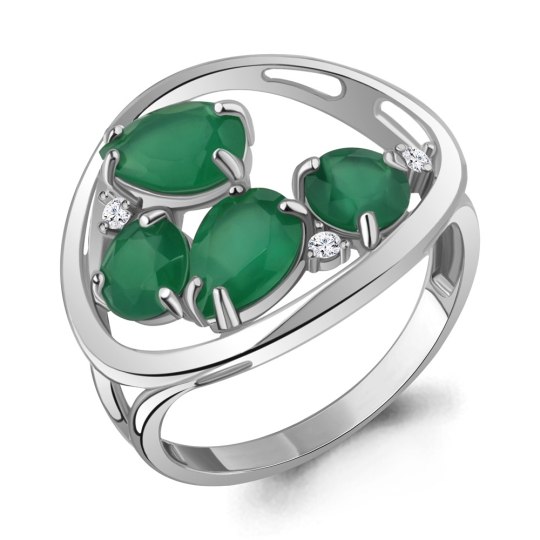 Кольцо из серебра с жемчугом и фианитами