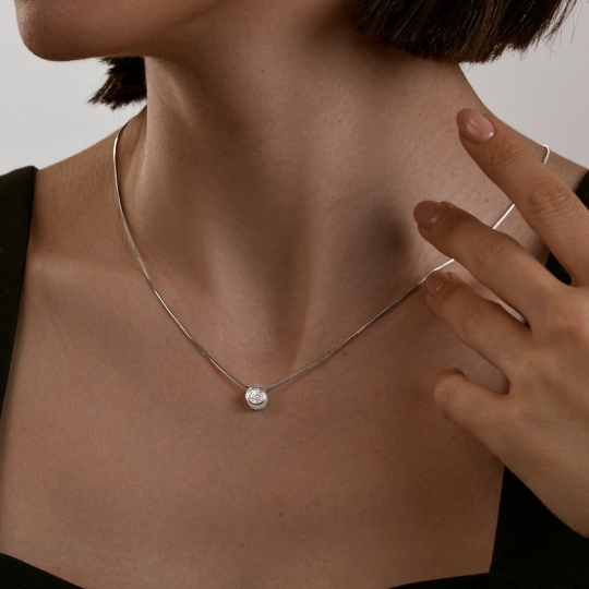 Колье из серебра с цитрином и фианитами