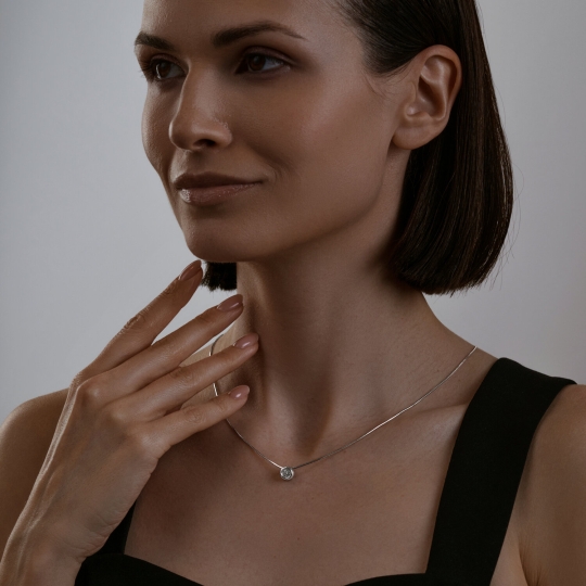 Колье из серебра с цитрином и фианитами