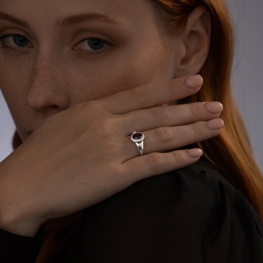 Кольцо из серебра с позолотой и фианитами