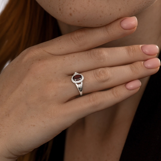 Кольцо из серебра с позолотой и фианитами