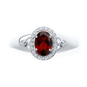 Кольцо из серебра с гранатом и фианитами