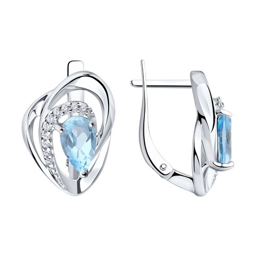 Серьги из серебра с раухтопазами и фианитами