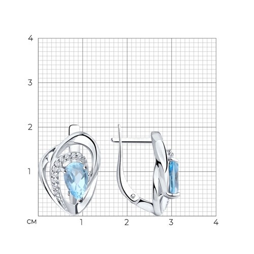 Серьги из серебра с раухтопазами и фианитами