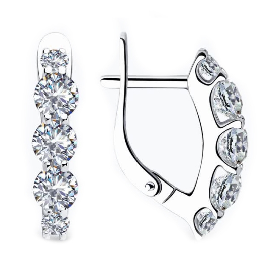 Серьги из серебра с фианитами