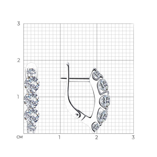 Серьги из серебра с фианитами
