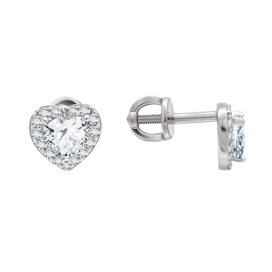 Серьги из серебра с позолотой и фианитами