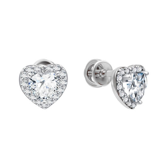 Серьги из серебра с позолотой и фианитами