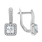 Серьги из серебра с фианитами