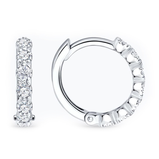 Серьги из серебра с ювелирными кристаллами и фианитами