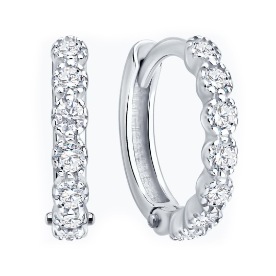 Серьги из серебра с ювелирными кристаллами и фианитами