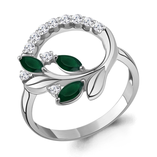 Кольцо из серебра с гранатами и фианитами