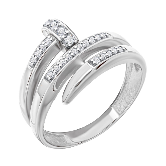 Кольцо из серебра с фианитами