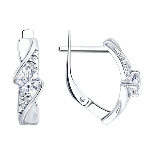 Серьги из серебра с раухтопазами и фианитами