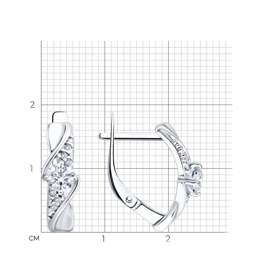 Серьги из серебра с фианитами