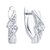 Серьги из серебра с фианитами
