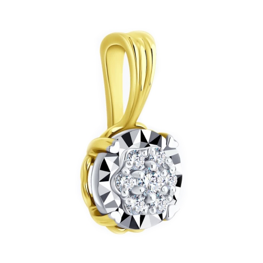 Подвеска из золота с алмазной гранью и фианитом