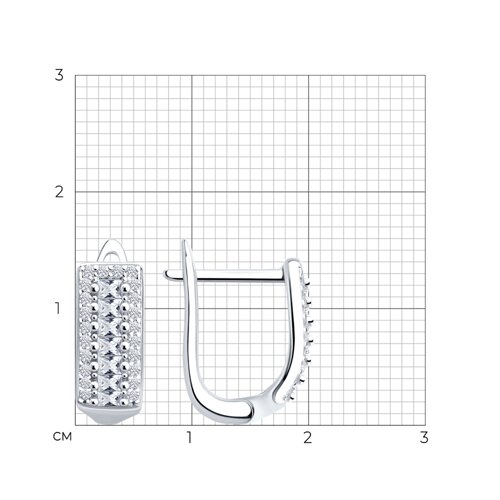 Серьги из серебра с фианитами