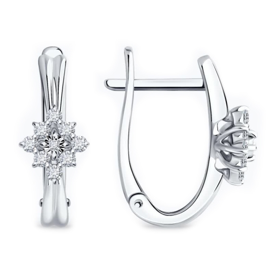 Серьги из золота с ситаллами топаз London и фианитами