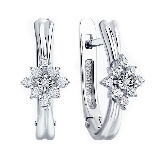 Серьги из золота с ситаллами топаз London и фианитами