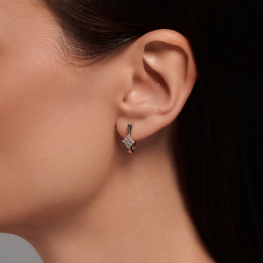 Серьги из золота с ситаллами топаз London и фианитами