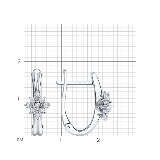 Серьги из золота с ситаллами топаз London и фианитами