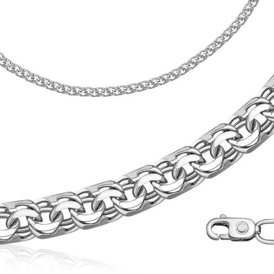Цепь из белого золота плетения "Бисмарк"