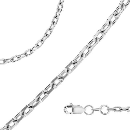 Цепь из белого золота плетения "Двойной ромб"