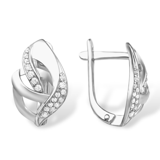 Серьги из серебра с ситаллами и фианитами