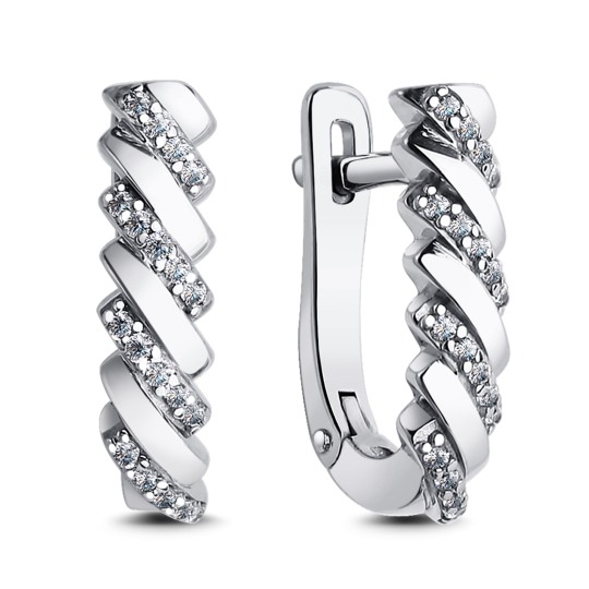 Серьги из серебра с фианитами