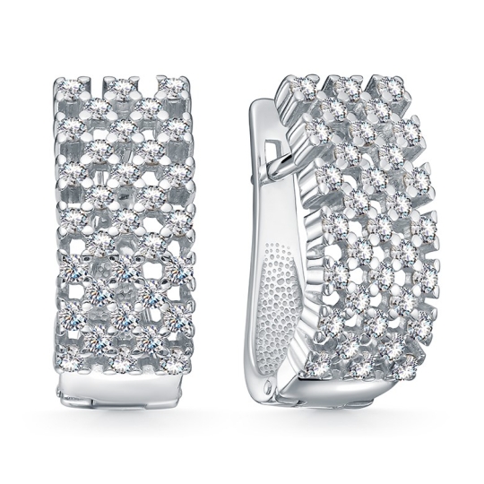 Серьги из серебра с аметистами и фианитами