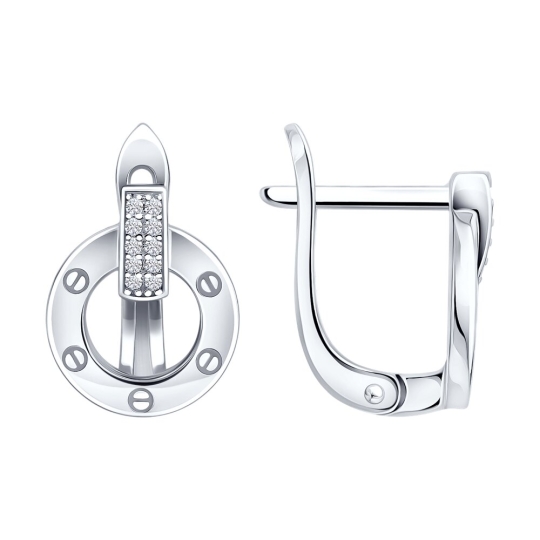 Серьги из серебра с эмалью и фианитами