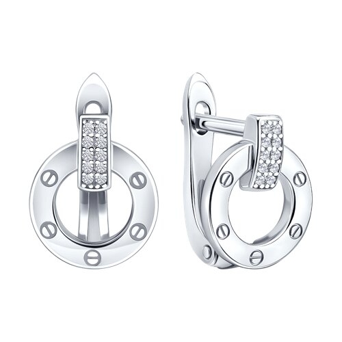 Серьги из серебра с эмалью и фианитами