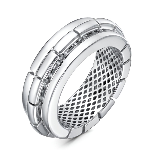 Кольцо-печатка из серебра с фианитами