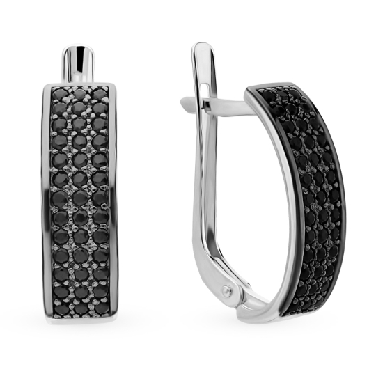 Серьги из серебра с ювелирными кристаллами и фианитами