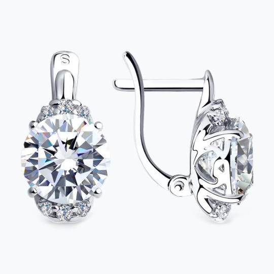Серьги из серебра с фианитами