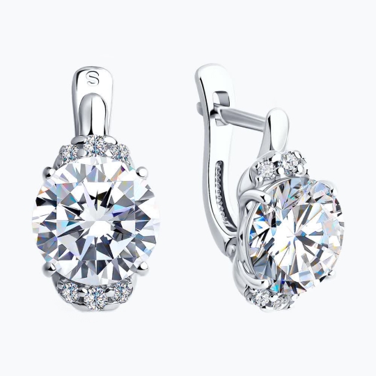 Серьги из серебра с фианитами