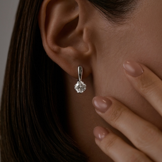 Серьги из серебра с фианитами "Звезды"