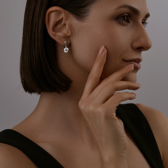 Серьги из серебра с фианитами "Звезды"