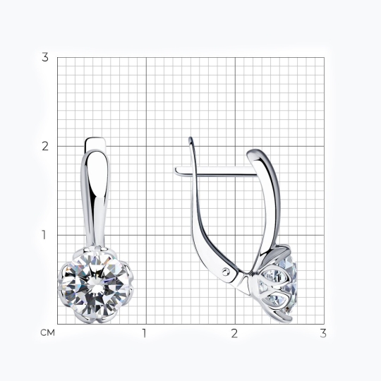 Серьги из серебра с фианитами "Звезды"